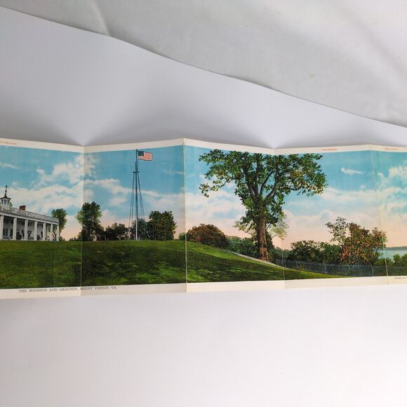 George Washington's Mansion Mt Vernon Virginia 1920s Fold-Out Postcards VA 1927 - Picture 5 of 11